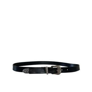 Christopher Hayes Women’s Black Saddle Leather Belt Size 36” Silver Buckle Tab